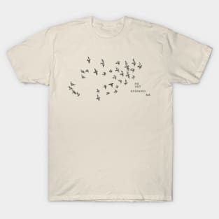 "No net ensnares me" + flock of birds - Jane Eyre quote, Charlotte Bronte (pale cream background) T-Shirt